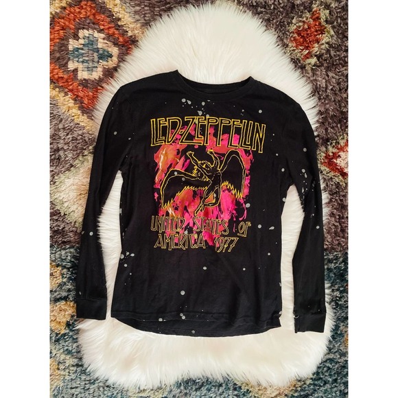 no brand Tops - Led Zeppelin Stairway To Heaven Graphic Band Tee | Black | S